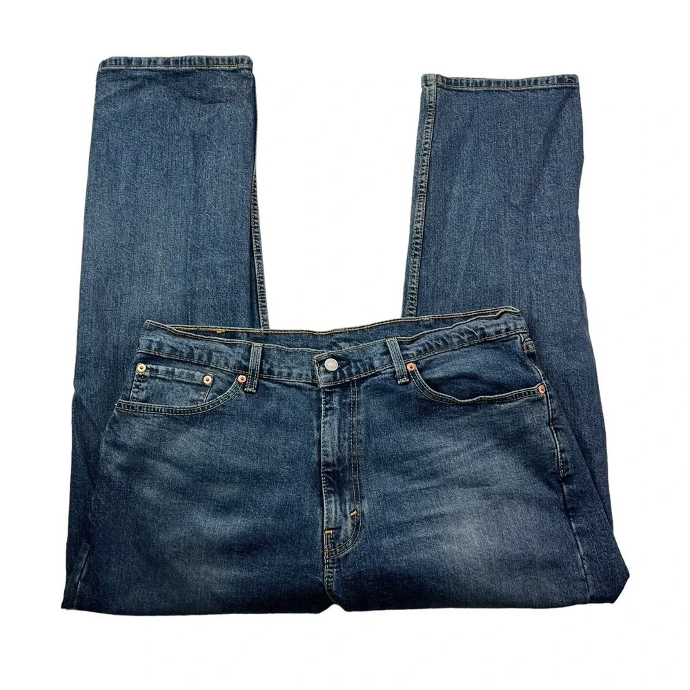 Levis 505 Regular Fit Jeans Mens 38x30 Medium Wash Blue Straight Leg Stretch